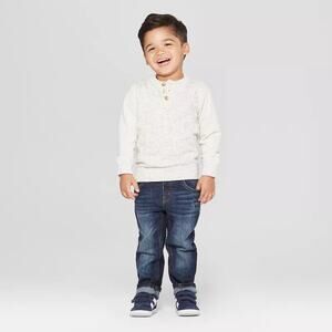 Toddler Boys' Straight Fit Jeans - Cat & Jack™, Dark Blue, New- 2T